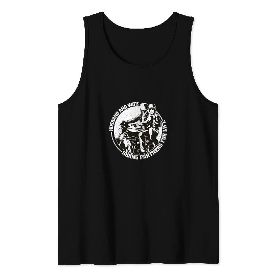 Husband and Wife Riding Partners for Life Motorcycle Bikers Tank Tops