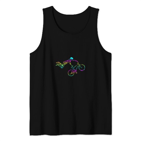 BMX Retro Calligram Bicycle Motocross Bike Rider Tank Tops