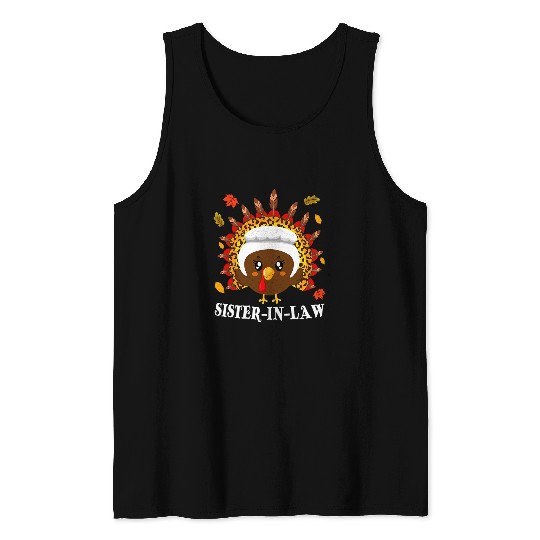 Sister in law Leopard Turkey Pilgrim Matching Thanksgiving Tank Tops