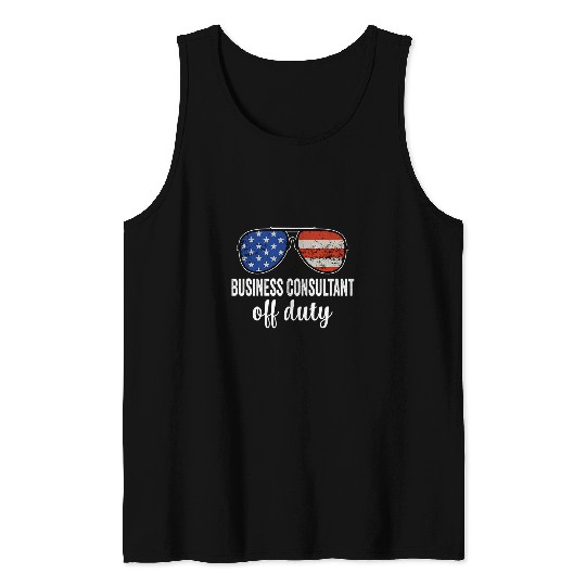 Business Consultant Off Duty American Flag Sunglasses Tank Tops