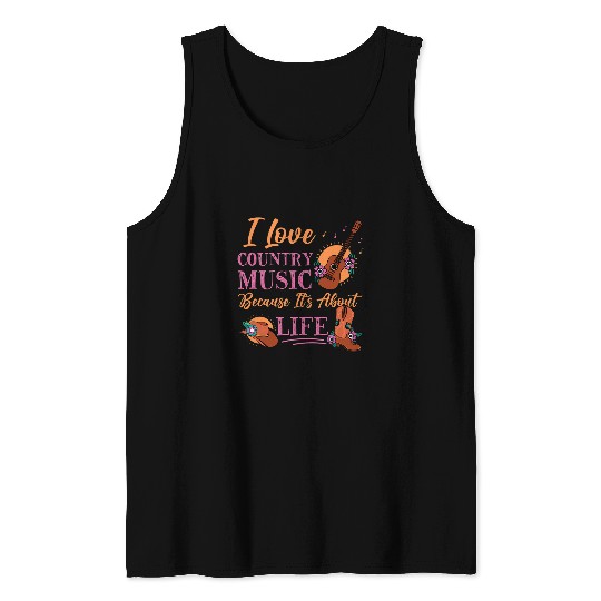 Its About Life Country Music Design For Rocker Tank Tops