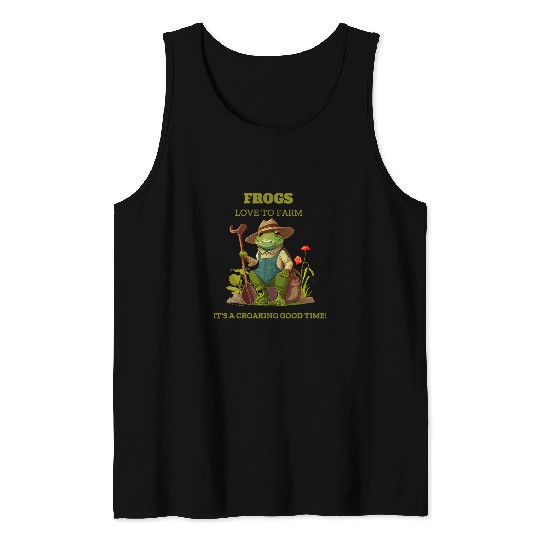 Froggy Farmer Adorable Frog Design for Gardeners and Farmer Tank Tops