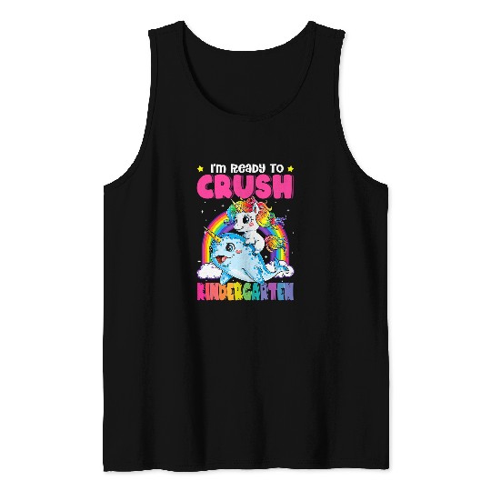 Im Ready To Crush Kindergarten Narwhal Unicorns Back to 2 Tank Tops