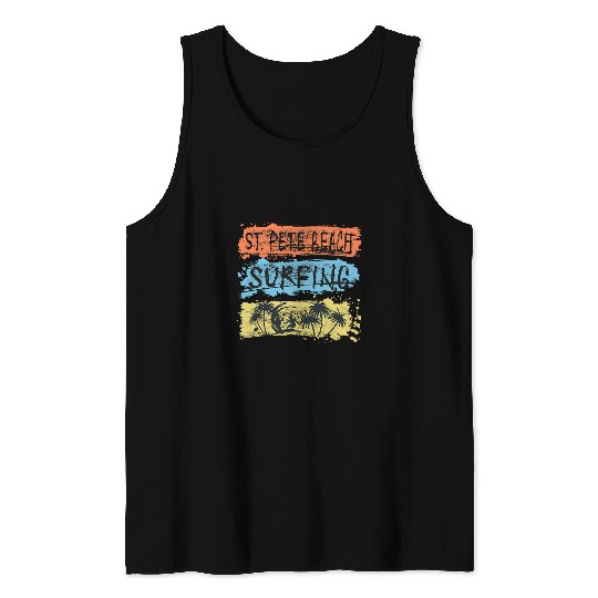 Surf Life St. Pete Beach Florida Surfing Surfboard Vintage Tank Tops