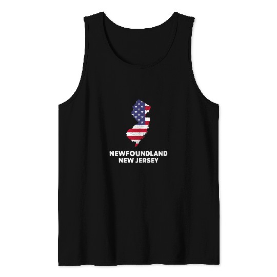 Distressed Patriotic USA Flag Newfoundland New Jersey Tank Tops