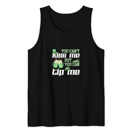 Funny St Patricks Day Waitress Bartender Waiter Tips Tank Tops
