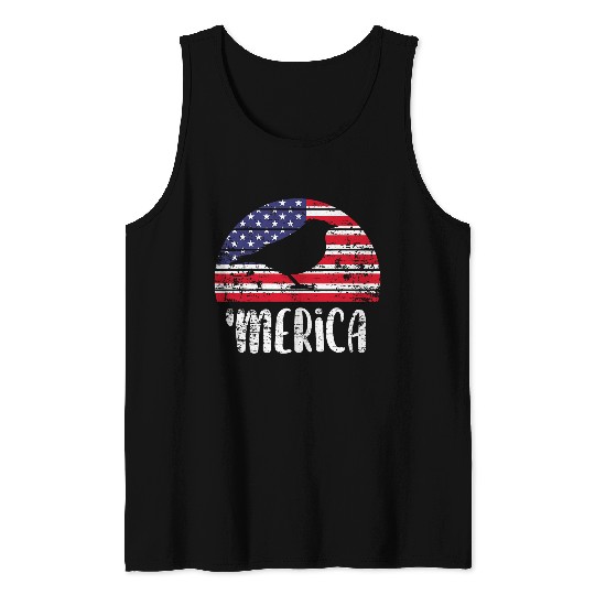 Lacrosse Gift Merica Robin American Flag USA Patriotic Independence Tank Tops