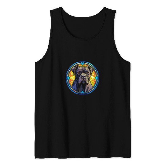 Cane Corso Dog Stained Glass Leadlight Artistic Design Tank Tops
