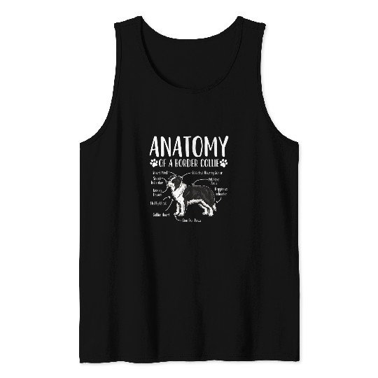 Border Collie Dog Anatomy Tank Tops
