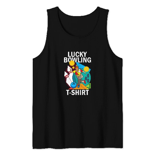 Bowling s Team Ironic Abstract Art Lucky Bowling Tank Tops