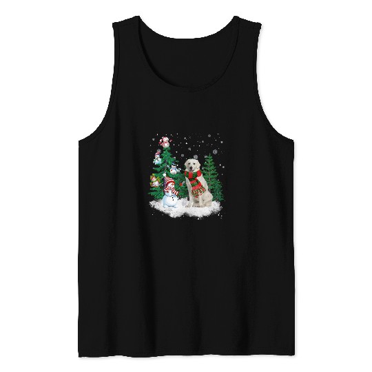 Kuvasz Dog Christmas Snowman xmass Tree Pajama Tank Tops