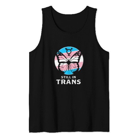 LGBTQ Still In Trans Transgender Pride Butterfly Sunrise Tank Tops