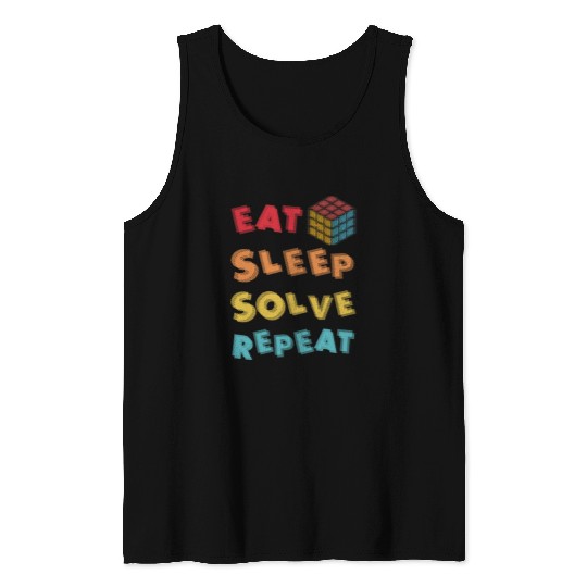 Eat Sleep Solve Repeat Math Speed Cubing Genie Cube 217 Tank Tops