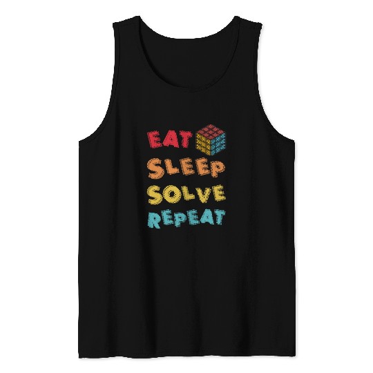Eat Sleep Solve Repeat Math Speed Cubing Genie Cube 217 Tank Tops