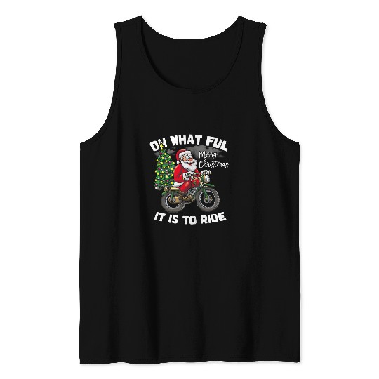 Biker Santa Motorcycle Fan Merry Christmas xmass Holidays 23 Tank Tops