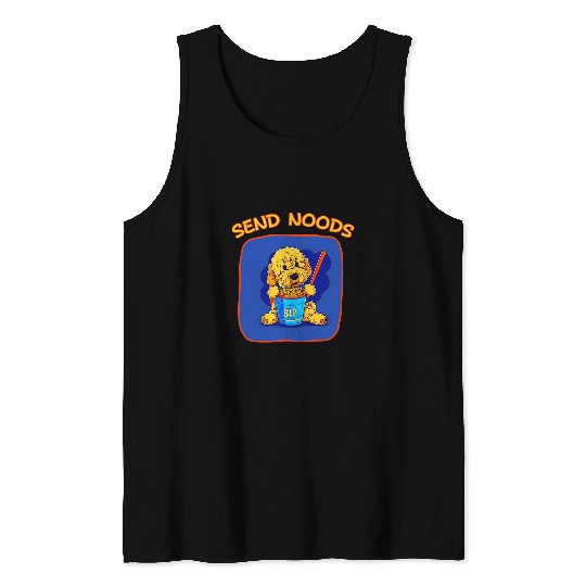 Cute Labradoodle Eating Ramen Noodles Design for Dog Lovers Tank Tops