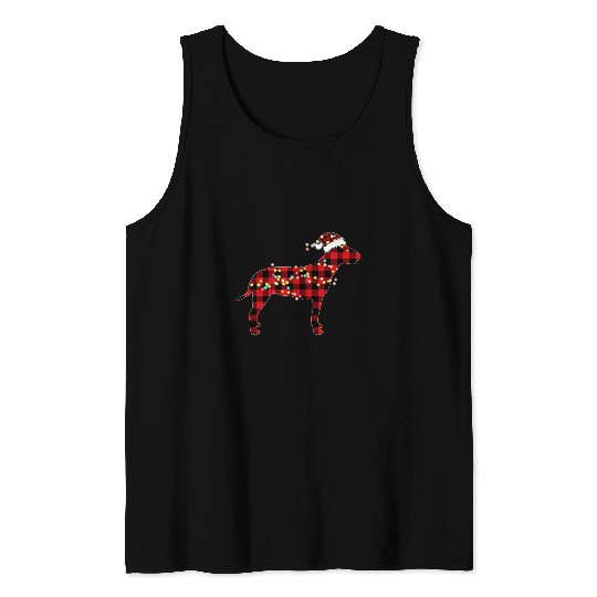Bull Terrier Christmas Red Plaid Buffalo Pajamas Xmas Tank Tops