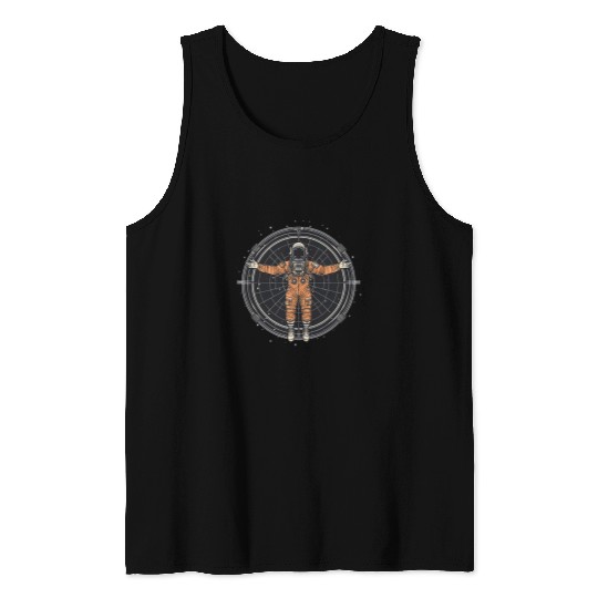 Astronaut Vitruvian Man Funny Leonardo Da Vinci Graphic 21 Tank Tops