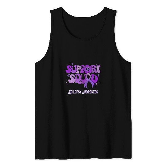 Groovy Epilepsy Warrior Support Squad Epilepsy Awareness Tank Tops