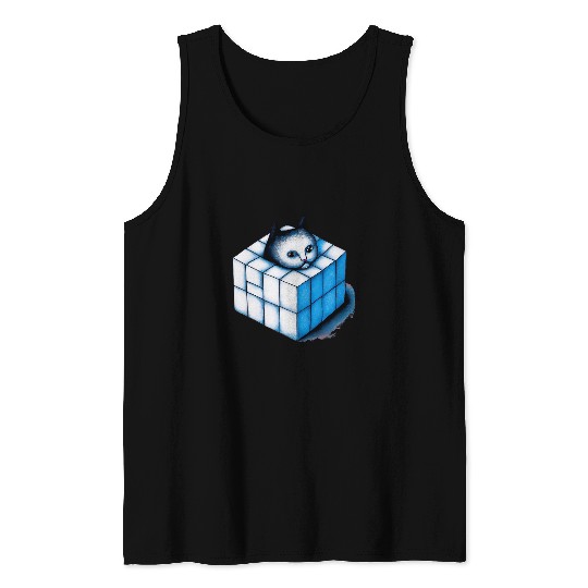 Blue cat art cute kitten portrait meow kitty adorable cat Tank Tops