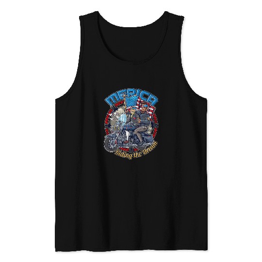 George Washington Abraham Lincoln Patriotic Biker Motorcycle Tank Tops