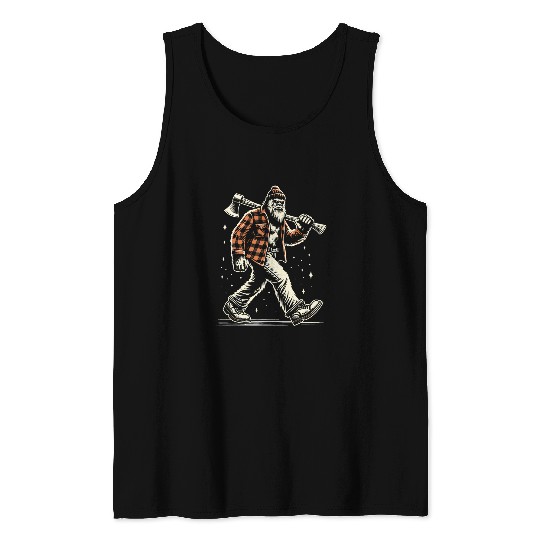 bigfoots Sasquatch Woodworking Lumberjack Logger Print Design Tank Tops