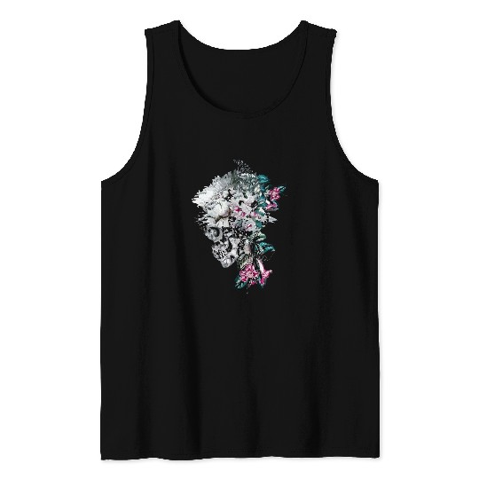 Flowers Skull Floral Sugar Dark Art Grunge Aesthetic horror 8 Tank Tops