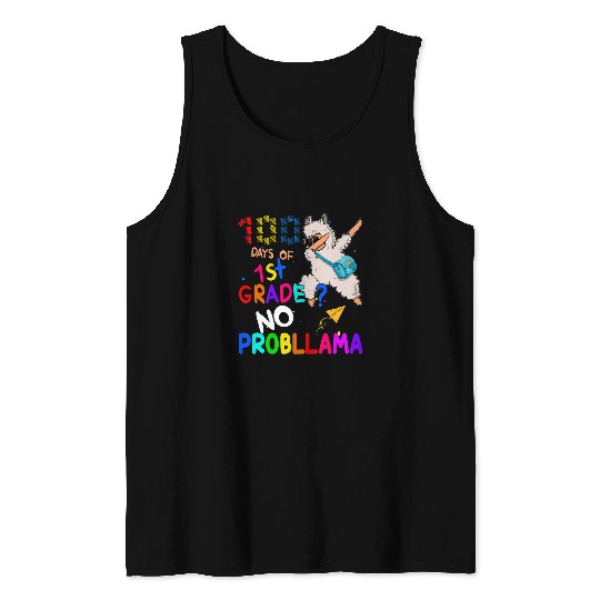 100 Days Of 1st Grade No Probllama Dabbings Llama Kid Teacher Tank Tops