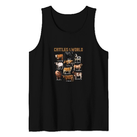 Cow Lover Heifer Cattles of the World Educational Barn Farm Animal Tank Tops