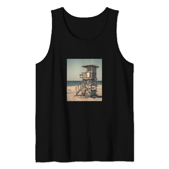 Beach Lifeguard Tower Vintage Tank Tops