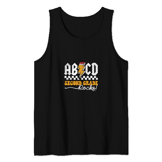 AB CD Second Grade Rocks 2nd Grader Teacher Boys Girls Kids Tank Tops