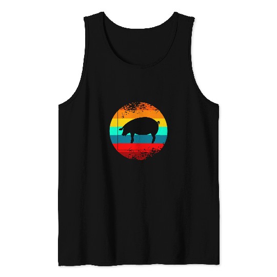 Retro Farm Animal Graphic With A vintages Pig Tank Tops