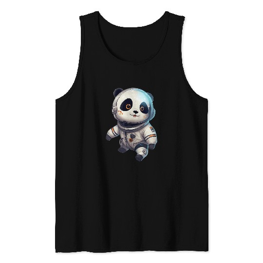 Funny Astronaut Panda Dancing Space Astronomy Planets Travel Tank Tops