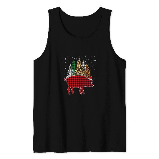 red buffalo plaids pig tree leopard animal christmas pajamas Tank Tops