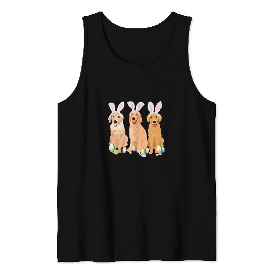 Golden Retriever Dog Bunny Easter Costume Rabbit Easter Day Tank Tops