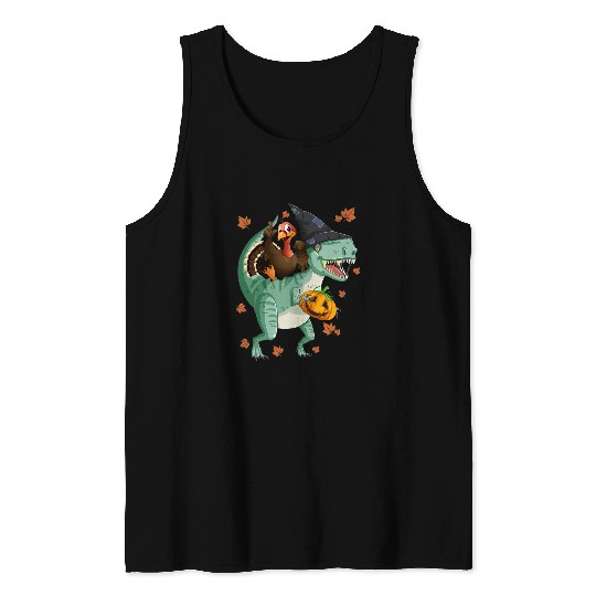 Thanksgiving   Turkey Riding Dino Kids Boy Toddler Funny Tank Tops