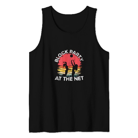 Block Party At The Net Backprint Volleyball Coach Tank Tops