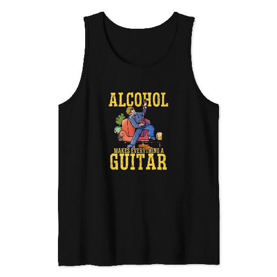 Funny Beer Lover Guitar Player Guitarist Humor Musician Tank Tops