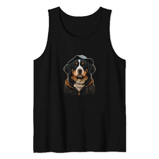 Cute Bernese Mountain Dog on Bernese Mountain Dog Lover 1 Tank Tops