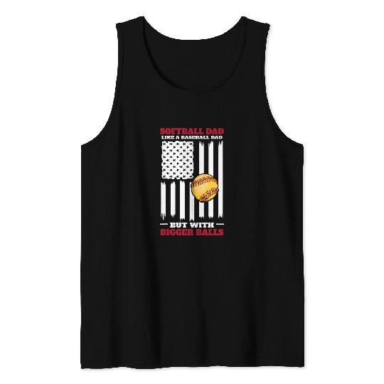 Funny Softball Dad American US Flag Tank Tops