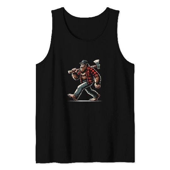 bigfoots Sasquatch Woodworking Lumberjack Logger Print Design 22 Tank Tops