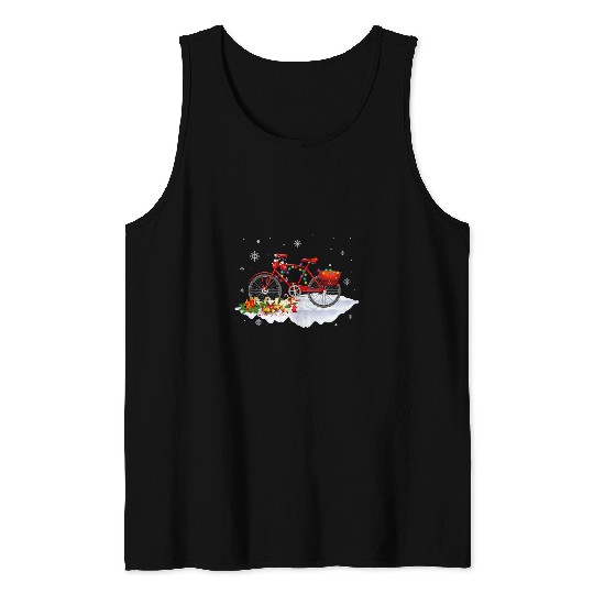 Bike Christmas Tree Light Funny Cycling Team Ugly Sweater Tank Tops