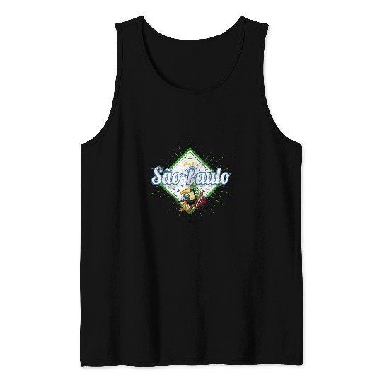 Sao Paulo City Brasile Toucan Retro vintages Souvenir Tank Tops