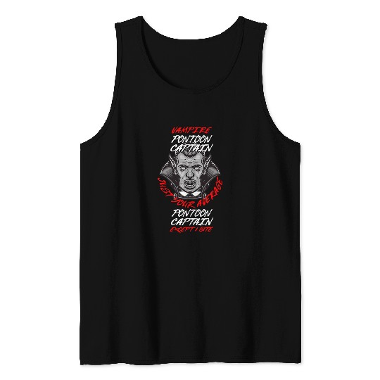 Pontoon Fun Vampire Pontoon Captain Halloween Pontoon Boat Scary 2 Tank Tops