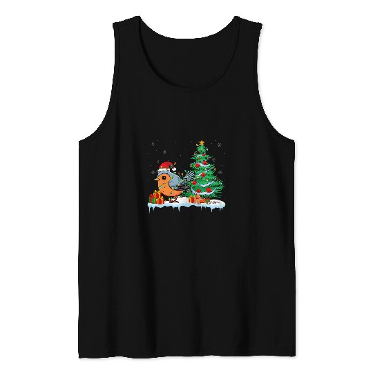 Robin Lover Christmas 2Robin Wearing Santa Hat xmass Light Tank Tops