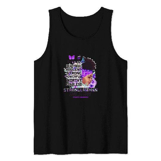 Epilepsy Awareness Black Girl Stronger Than The Storm Tank Tops