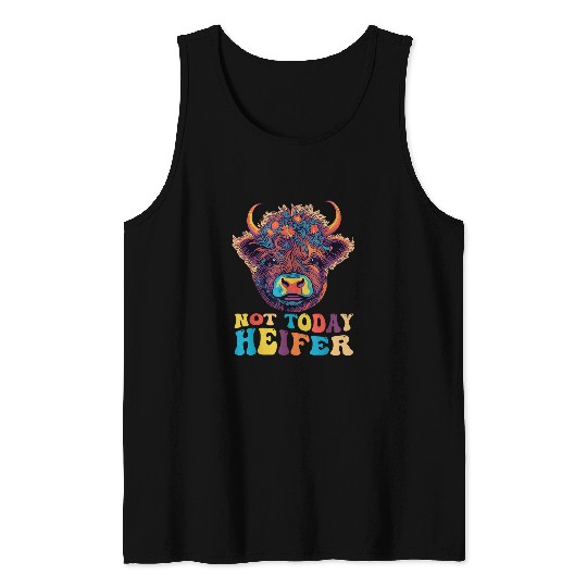 Cute Highland Cow Cattle Not Today Heifer Cote Farm Mom tee Tank Tops