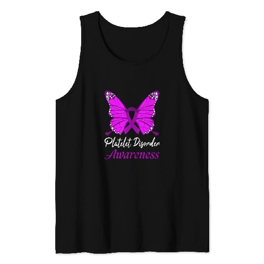 Platelet Disorder Awareness Support Butterfly Purple Ribbon Tank Tops