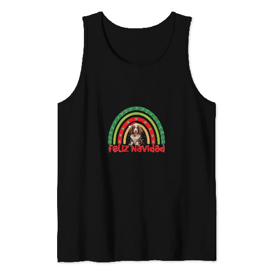 English Springer Spaniel Dog Feliz Navidad Christmas Decorat Tank Tops