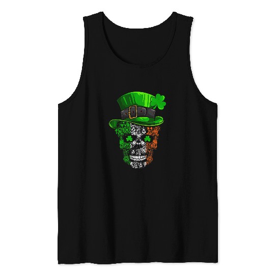 Cool St Patricks Day German Shorthaired Dog Skull Shamrock Tank Tops